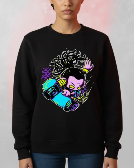 Neon Skater Cartoon Sweatshirt
